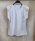 Strass Shoulder Top – Light Blue